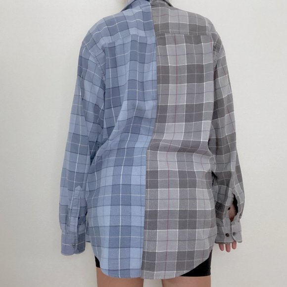 Reworked Franken Flannel in Grey & Blue - Picture 9 of 10